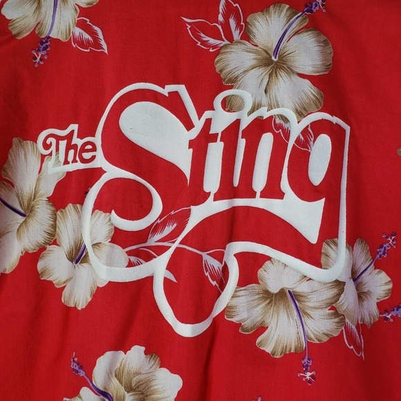 Vintage Budweiser Hawaiian Barefoot In Paradise Shirt L The Sting Red - Picture 6 of 7